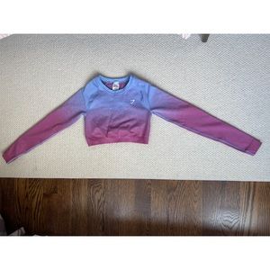 Gymshark Adapt Ombre Seamless Long Sleeve Crop Top - Rose Pink/Light Blue